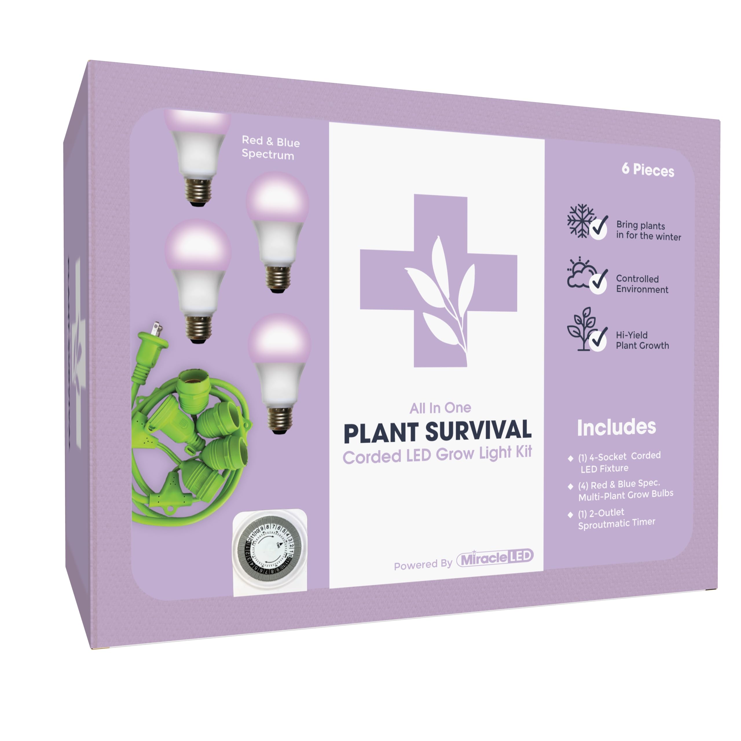 Amazon.com : Miracle LED Plant Survival Indoor Grow Light Kit - 4